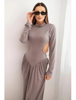 Dámská dlouhá šaty z viskózy s rolákem a odhalenými zády fango