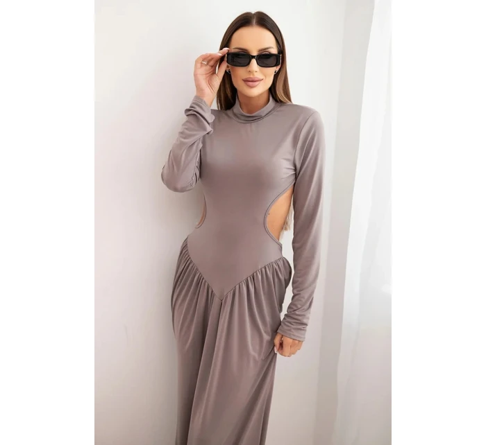 Dámská dlouhá šaty z viskózy s rolákem a odhalenými zády fango