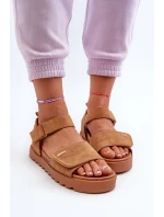 Damskie Zamszowe Sandały Na Platformie Big Star NN274705 Brązowe Damskie Zamszowe Sandały Na Platformie Big Star NN274705 Brązowe