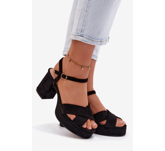 Dámské sandály na podpatku Černé Janelia Dámské sandály na podpatku Černé Janelia