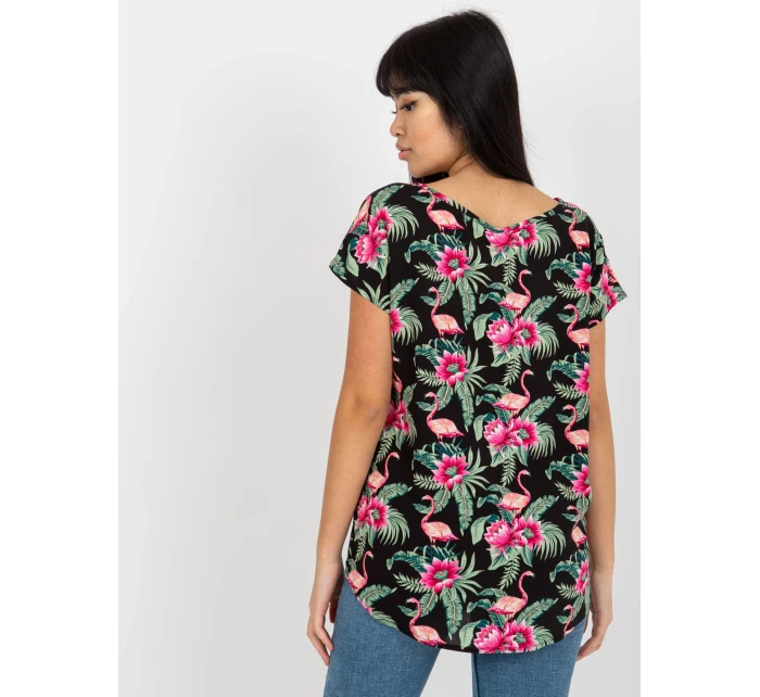 Dámská halenka model 18116277 černá a zelená - FPrice Dámská halenka model 18116277 černá a zelená - FPrice