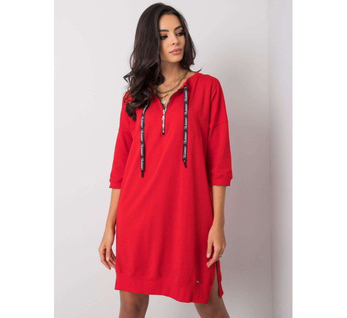 Červené bavlnené šaty so zipsom