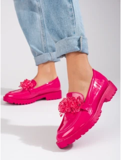Trendy ružové dámske mokasíny bez podpätku