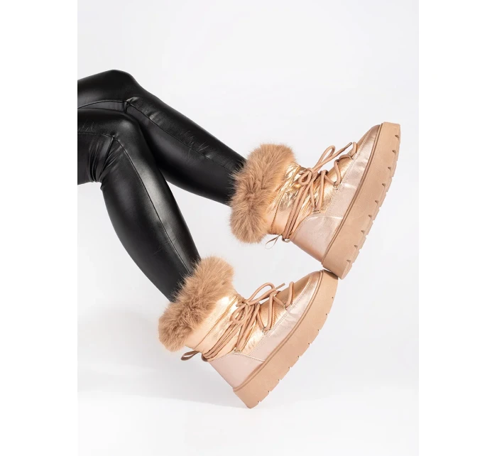 Jedinečné zlaté sněhule dámské platforma Jedinečné zlaté sněhule dámské platforma