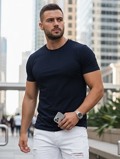 Pánske klasické tmavomodré tričko FashionStreet RX5673