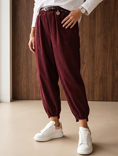 Spodnie damskie bawełniane z paskiem  model 22394777 - FashionStreet