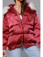 Krátka nadrozmerná bunda vo vínovej farbe (H-1109-25)