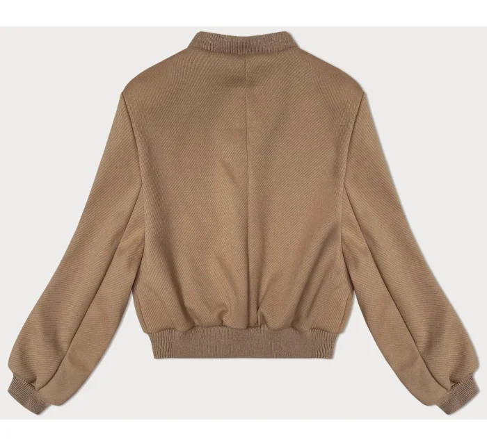 Tmavobéžová krátka dámska bunda bomber (234003) Tmavobéžová krátka dámska bunda bomber (234003)