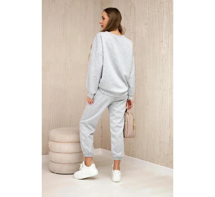 Viskózový komplet teplákové + kalhoty světle šedá