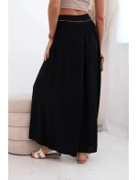 Dámske viskózové nohavice so širokými nohavicami čierne