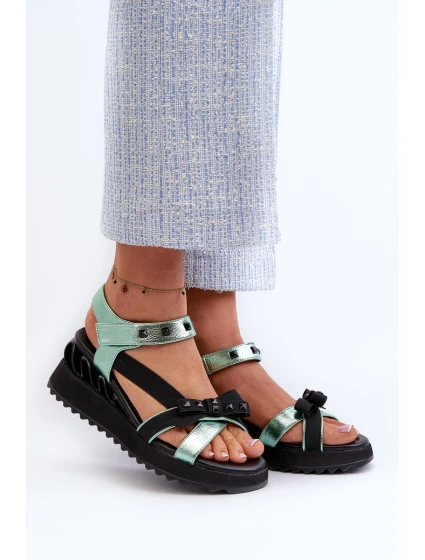Dámské Sandály S Mašlí D&A model 21660365 Zelené - S.Barski Dámské Sandály S Mašlí D&A model 21660365 Zelené - S.Barski