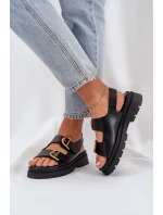 Eko Kožené Sandály S Přezkami Černé model 21684634 - Boto Eko Kožené Sandály S Přezkami Černé model 21684634 - Boto