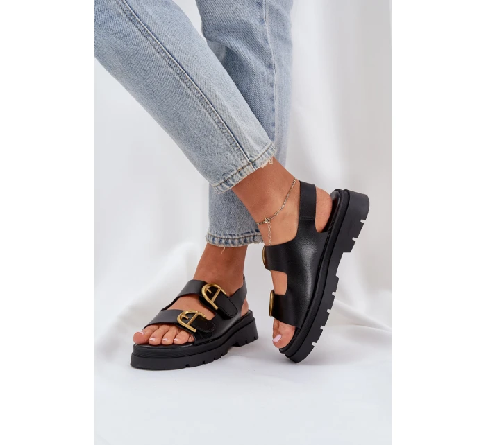 Eko Kožené Sandály S Přezkami Černé model 21684634 - Boto Eko Kožené Sandály S Přezkami Černé model 21684634 - Boto