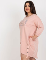 Prašné ružové oversized midi šaty s aplikáciou