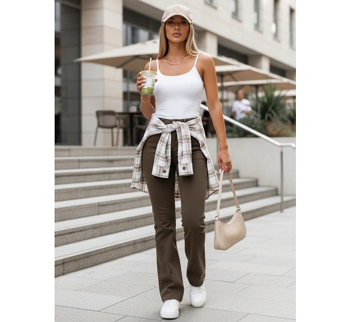 Jeansy damskie wide leg brązowe model 22123831 - FashionStreet