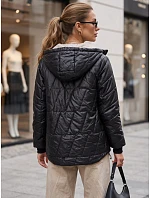 Dámska prešívaná prechodná bunda s kapucňou, čierna, FashionStreet TY5786 Dámska prešívaná prechodná bunda s kapucňou, čierna, FashionStreet TY5786