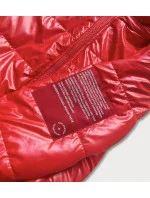 Krátka červená dámska bunda s ozdobným lemovaním (B8030-4)