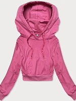 Krátka mikina s kapucňou ružová (8B939-19)