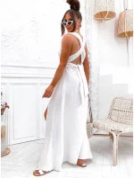 Mušelínové dámské šaty v ecru barvě se výstřihem model 20119951 - Moon Mušelínové dámské šaty v ecru barvě se výstřihem model 20119951 - Moon