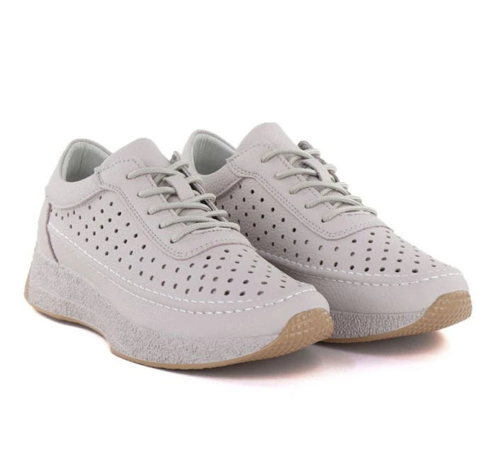 Sergio Leone SP013 dámske kožené šnurovacie čižmy v sivej farbe