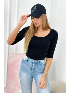 Blúzka s okrúhlym výstrihom čierna