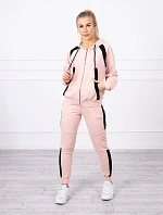 Športová sada s pruhmi tmavo púdrovo ružová