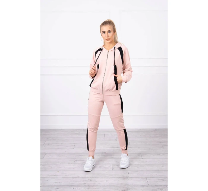 Športová sada s pruhmi tmavo púdrovo ružová