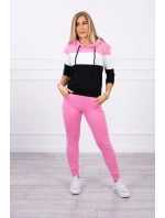 Farebná pruhovaná súprava svetloružová+ecru