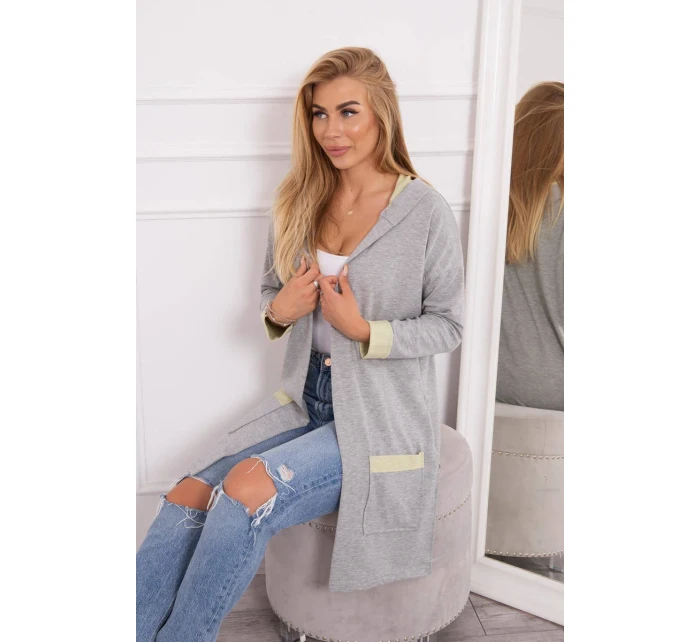 Dvojfarebná bunda s kapucňou žltá+sivá Dvojfarebná bunda s kapucňou žltá+sivá