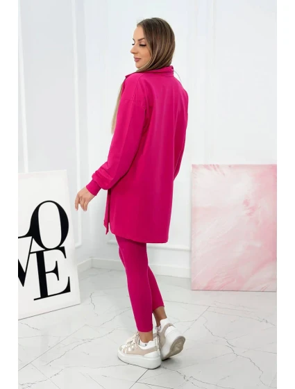 3dílný set model 18753675 top a legíny fuchsiová - K-Fashion 3dílný set model 18753675 top a legíny fuchsiová - K-Fashion