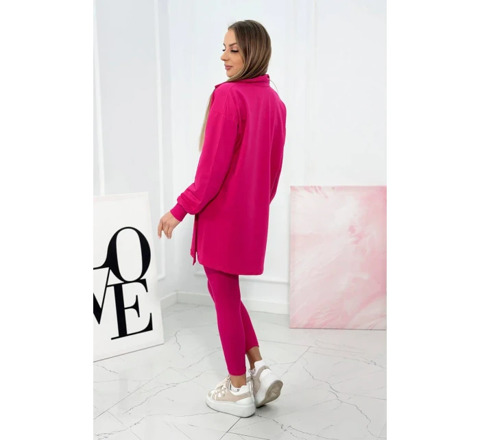 3dílný set model 18753675 top a legíny fuchsiová - K-Fashion 3dílný set model 18753675 top a legíny fuchsiová - K-Fashion