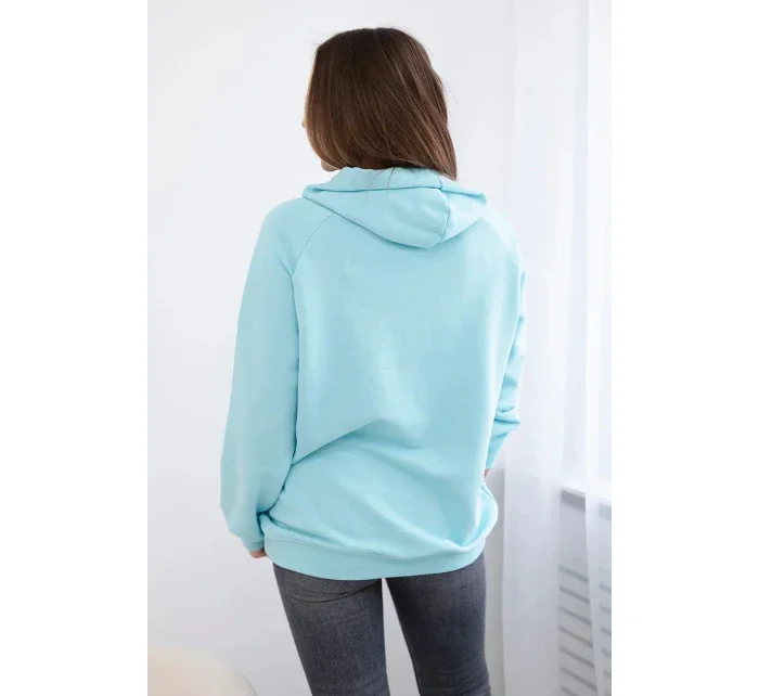 Bavlnená mikina s kapucňou mätová