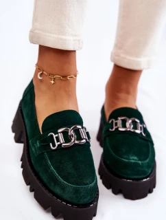 Zamszowe Półbuty Z Ozdobą Laura Messi 2489 Zielone