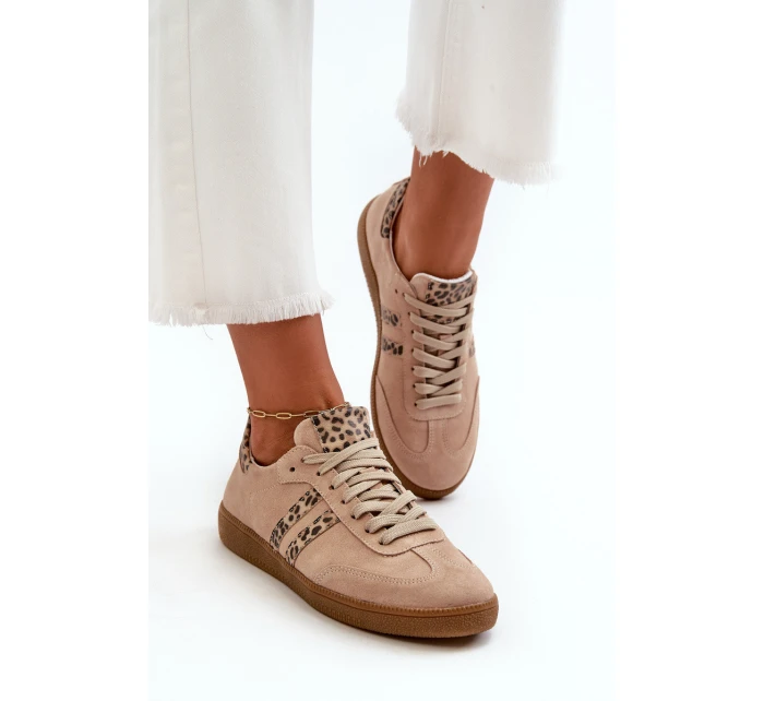 model 21665854 Semišové Nízké Dámské Tenisky Beige - Zazoo model 21665854 Semišové Nízké Dámské Tenisky Beige - Zazoo