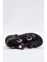 Sandały Damskie Eko Skórzane Z Klamrami Czarne Jeneliena Sandały Damskie Eko Skórzane Z Klamrami Czarne Jeneliena