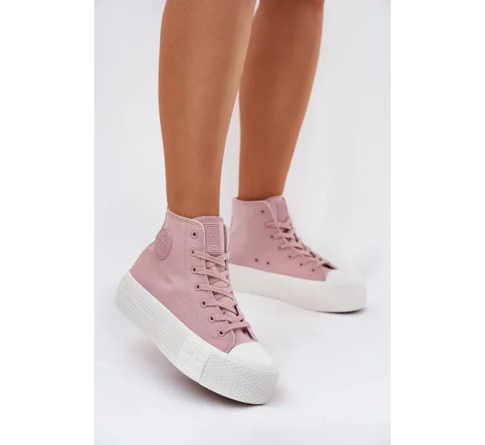 Dámske plátenné tenisky na platforme Big Star - ružové Dámske plátenné tenisky na platforme Big Star - ružové