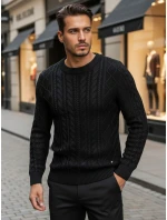Pánsky čierny sveter FashionStreet WX1926 Pánsky čierny sveter FashionStreet WX1926