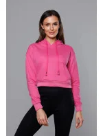 Krátká růžová tepláková mikina s kapucí model 18378833 - J.STYLE Krátká růžová tepláková mikina s kapucí model 18378833 - J.STYLE