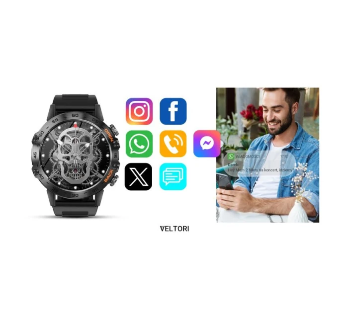 VELTORI VT120-1 Smartwatch Čierny silikónový remienok