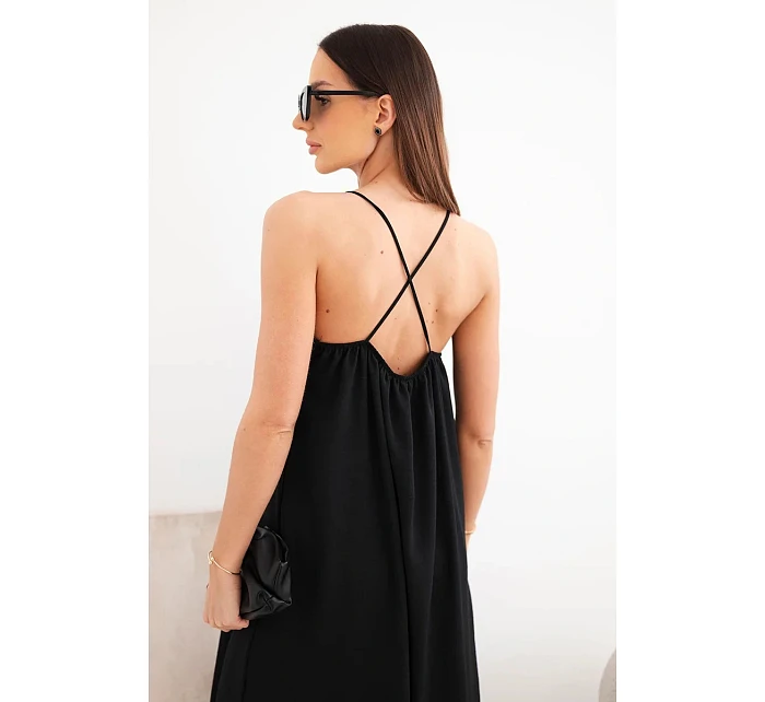 Dlouhé šaty bez ramínek černý