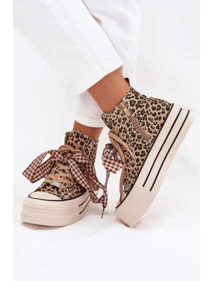 Dámské Tenisky S Mašlí A Zipem Na Platformě model 21705288 - EVENTO Dámské Tenisky S Mašlí A Zipem Na Platformě model 21705288 - EVENTO