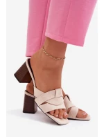 Dámské lodičky na podpatku s pásky Eko semiš Béžové Corivelle Dámské lodičky na podpatku s pásky Eko semiš Béžové Corivelle