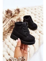 Dziecięce Ocieplane Czarne Trapery Botki Dexter