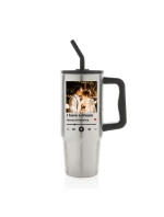 Cestovní termoska s barevným víčkem s vlastním odkazem na oblíbenou písničku Cestovní termoska s barevným víčkem s vlastním odkazem na oblíbenou písničku