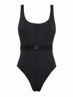 Dámske jednodielne plavky Monogram Rib KW0KW02151-BEH - Calvin Klein