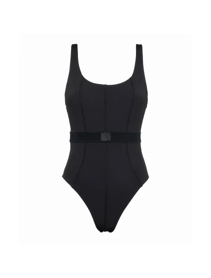 Dámske jednodielne plavky Monogram Rib KW0KW02151-BEH - Calvin Klein