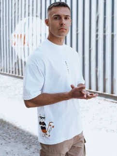 Pánske biele tričko s potlačou FashionStreet RX5508