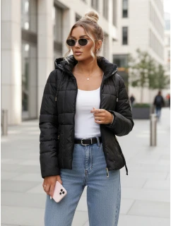 Dámska prešívaná bunda s kapucňou čierna FashionStreet TY5591