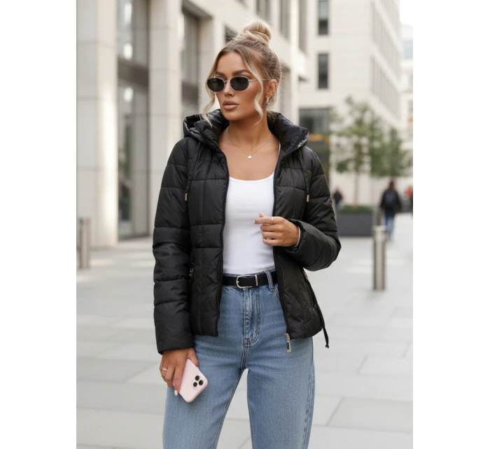 Dámska prešívaná bunda s kapucňou čierna FashionStreet TY5591