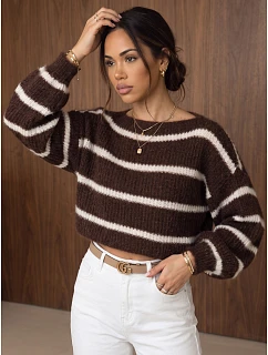 Sweter damski oversize w czekoladowy model 22404929 - FashionStreet